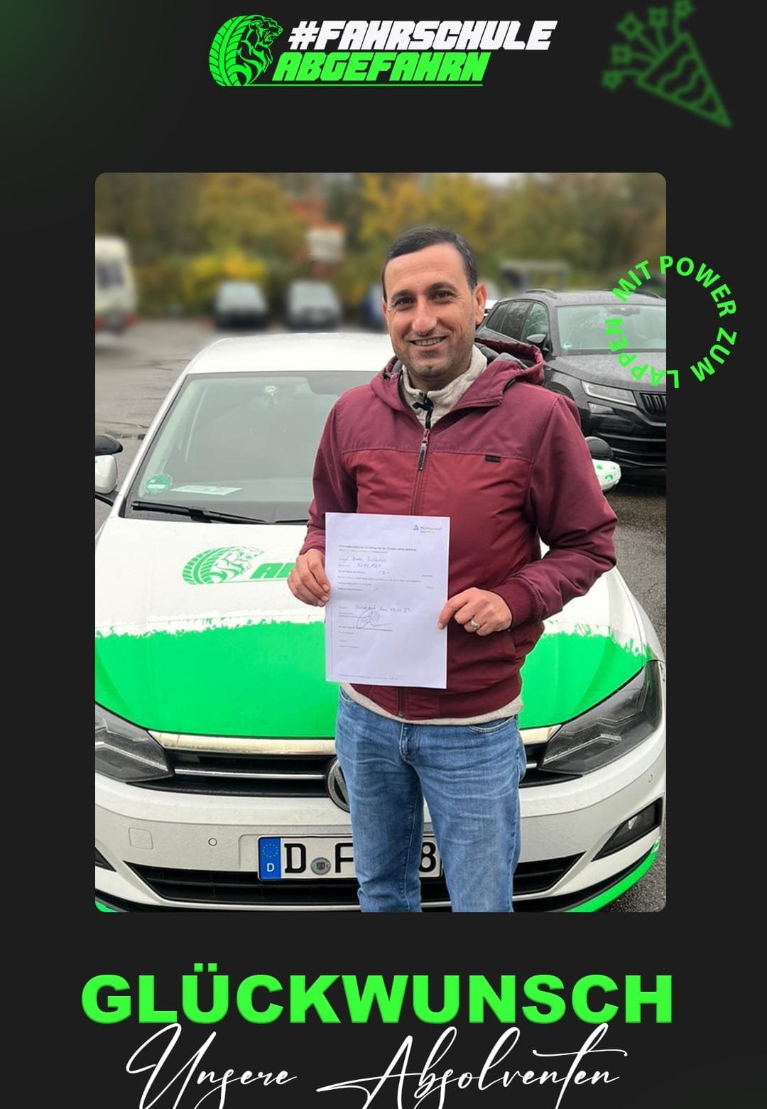 Fahrschüler besteht Prüfung