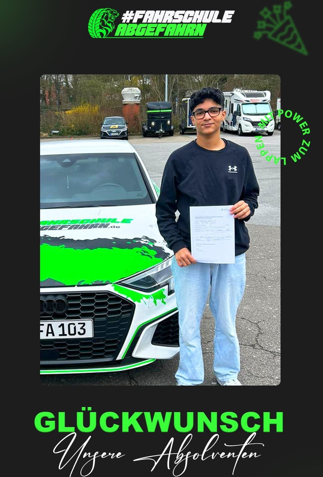 Fahrschüler besteht Prüfung