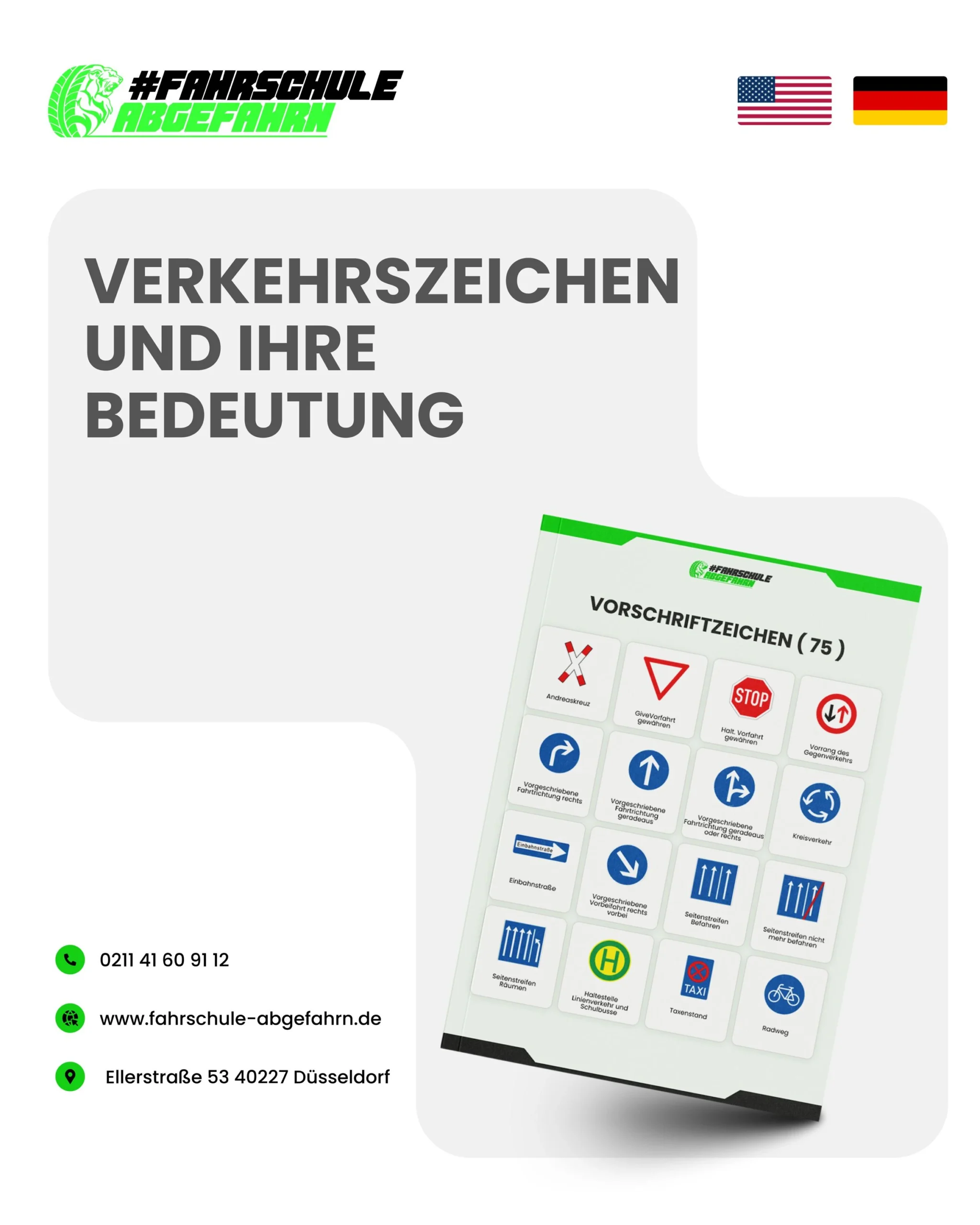 Design zu allen Verkehrszeichen und Bedeutung